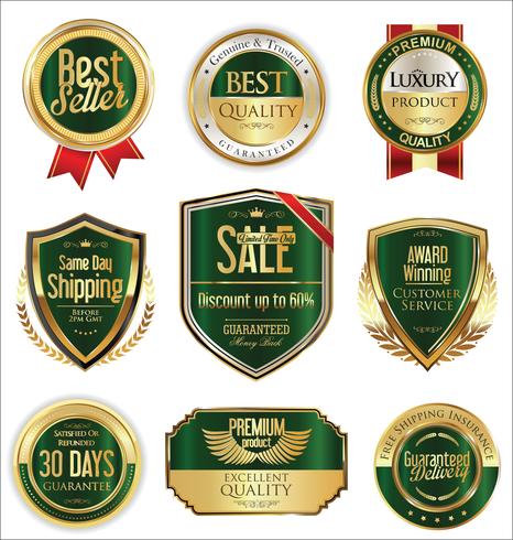 Luxe premium gouden insignes en labels vector