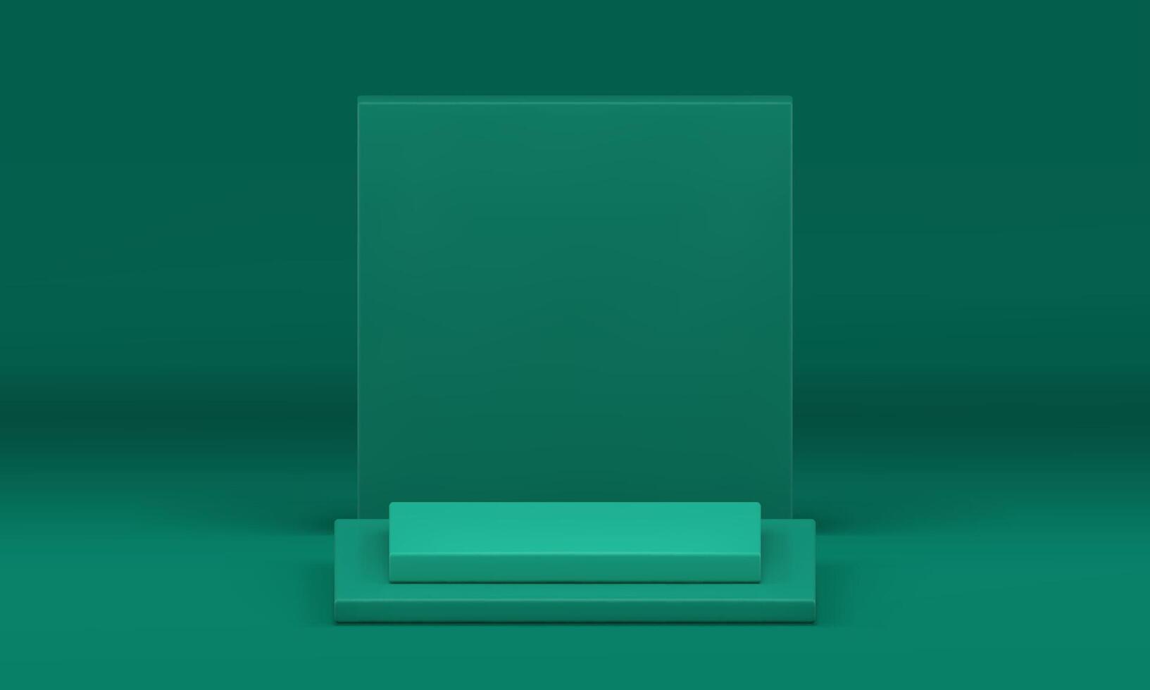 3d in het kwadraat podium voetstuk groen reclame vitrine realistisch illustratie vector