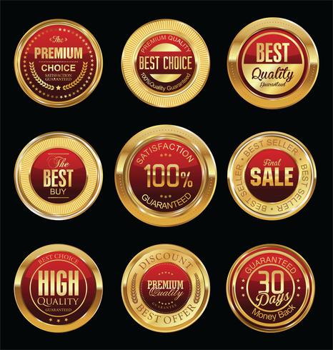 Luxe premium gouden insignes en labels vector