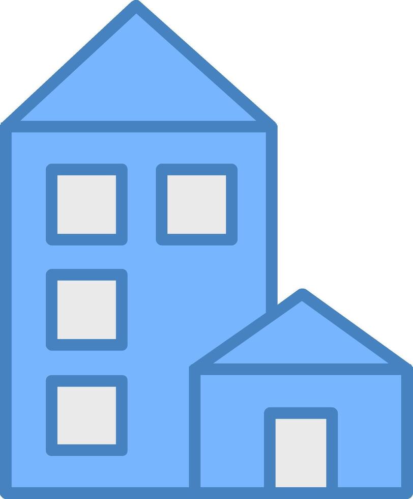 architectuur lijn gevulde blauw icoon vector