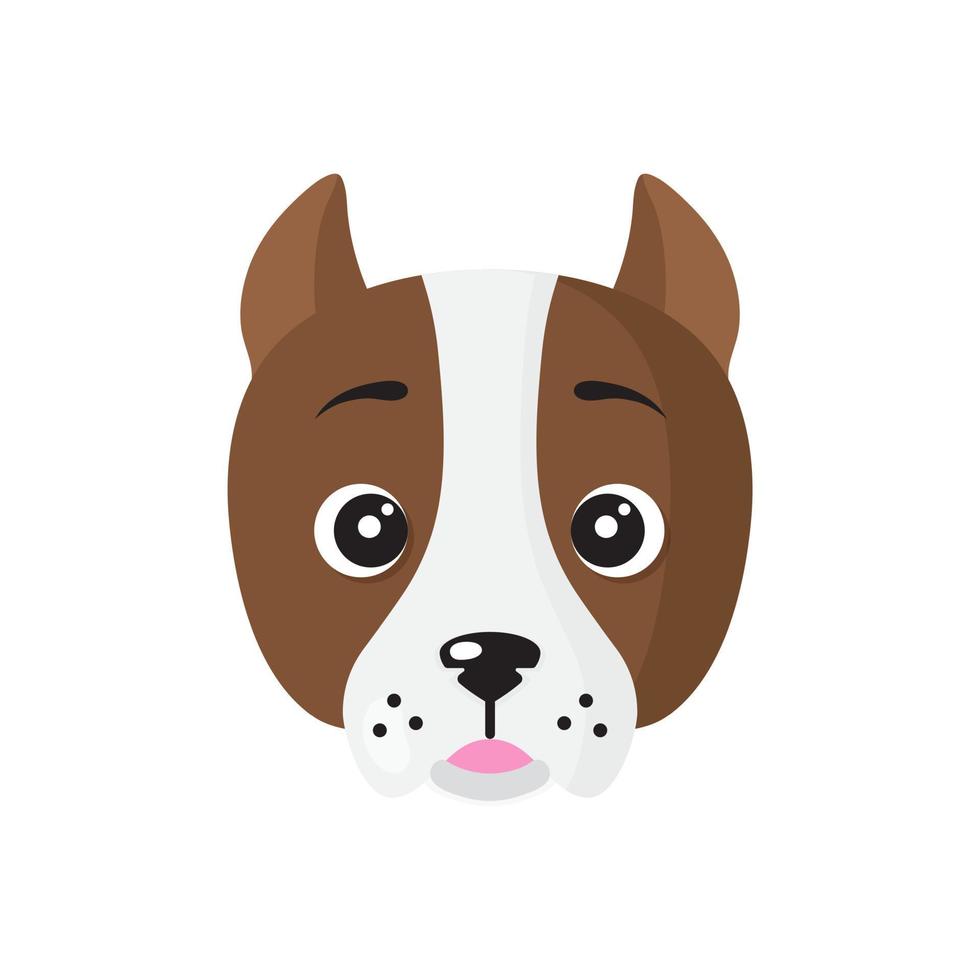 vector cartoon hond gezicht van pitbull ras.