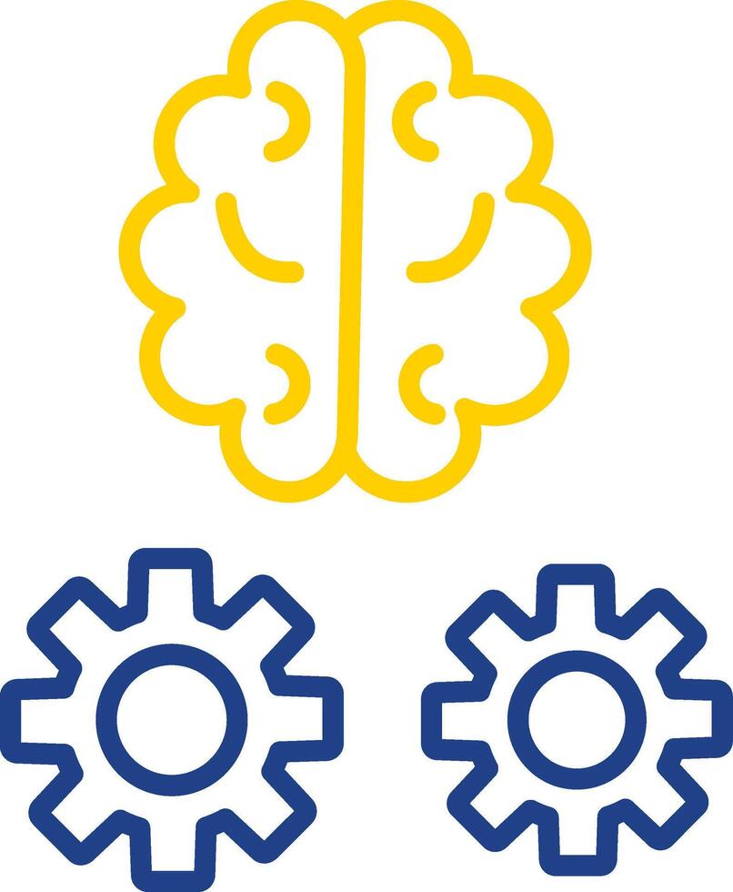 hersenen opleiding lijn twee kleur icoon ontwerp vector