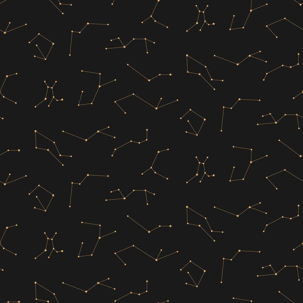 hemelse sterrenbeelden astrologische gouden naadloze patroon op donkere achtergrond vector