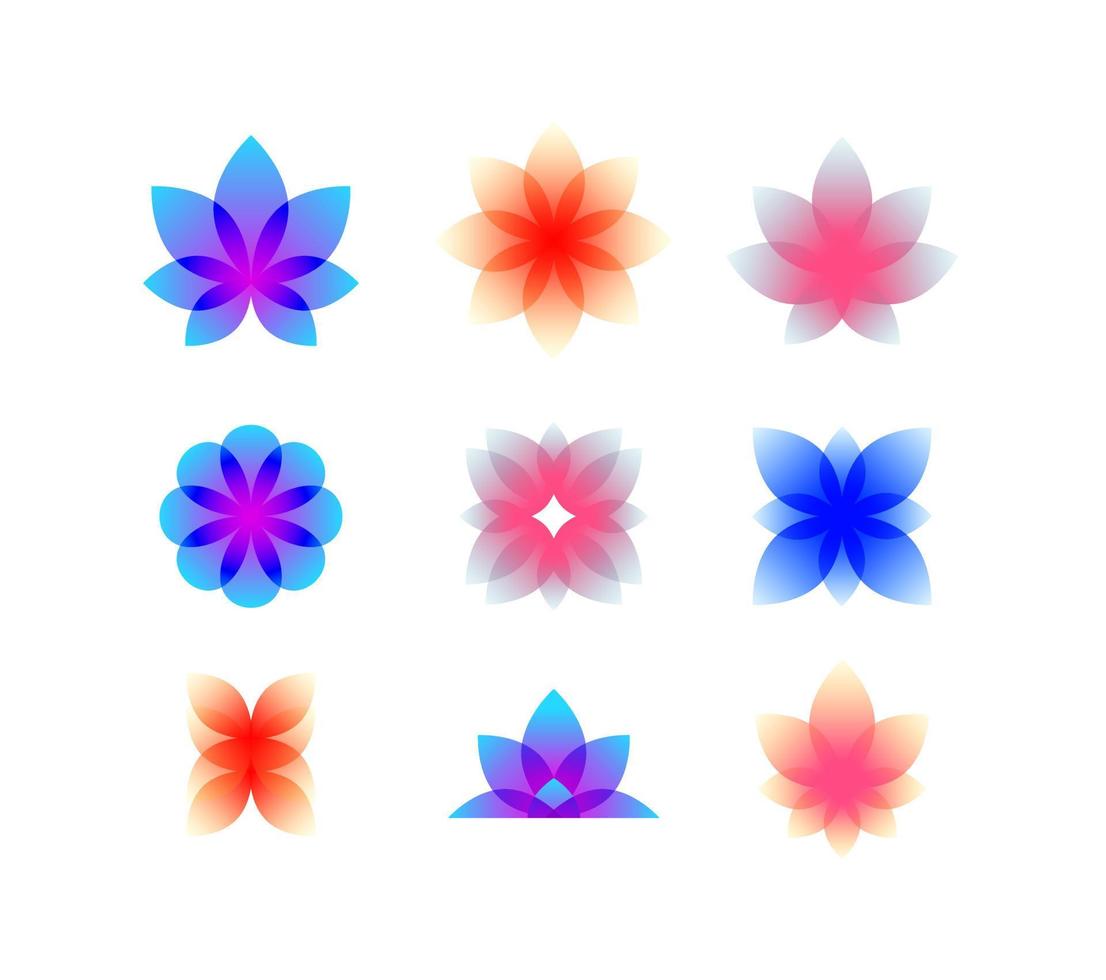 decoratieve verloopknoppen. vector. bloemen voor logo en huisstijl. lotussen, rozen en andere decoratieve plantelementen. modieuze stijl. vector