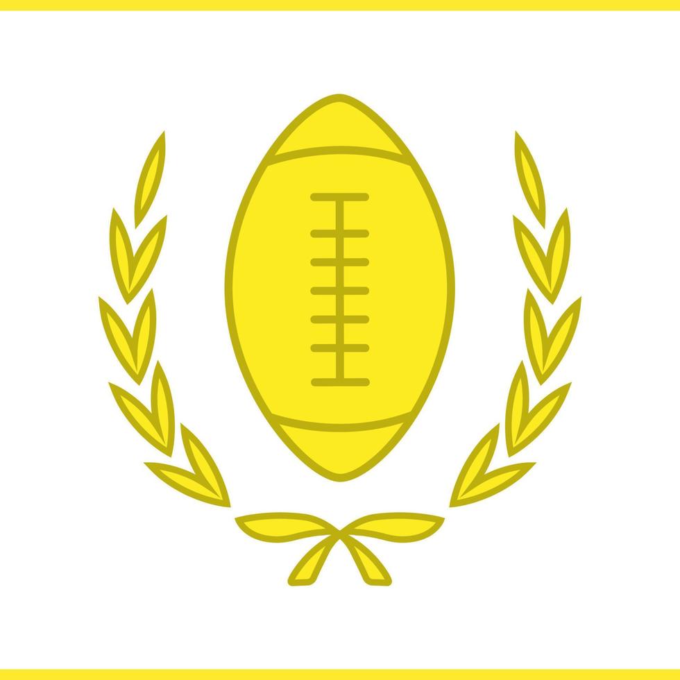 Amerikaans voetbal kampioenschap kleur icoon. gouden Amerikaanse voetbalbal in lauwerkrans. geïsoleerde vectorillustratie vector