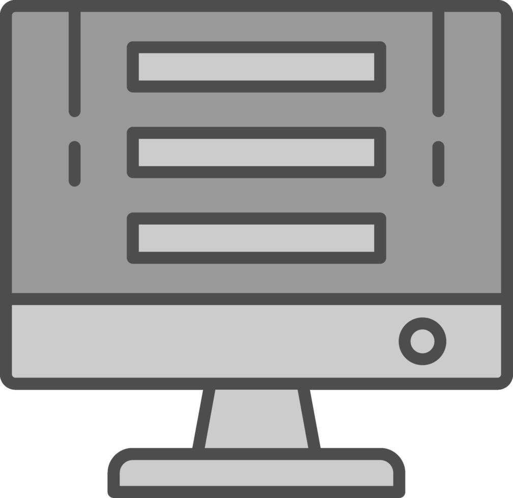 computer lijn gevulde grijswaarden icoon ontwerp vector