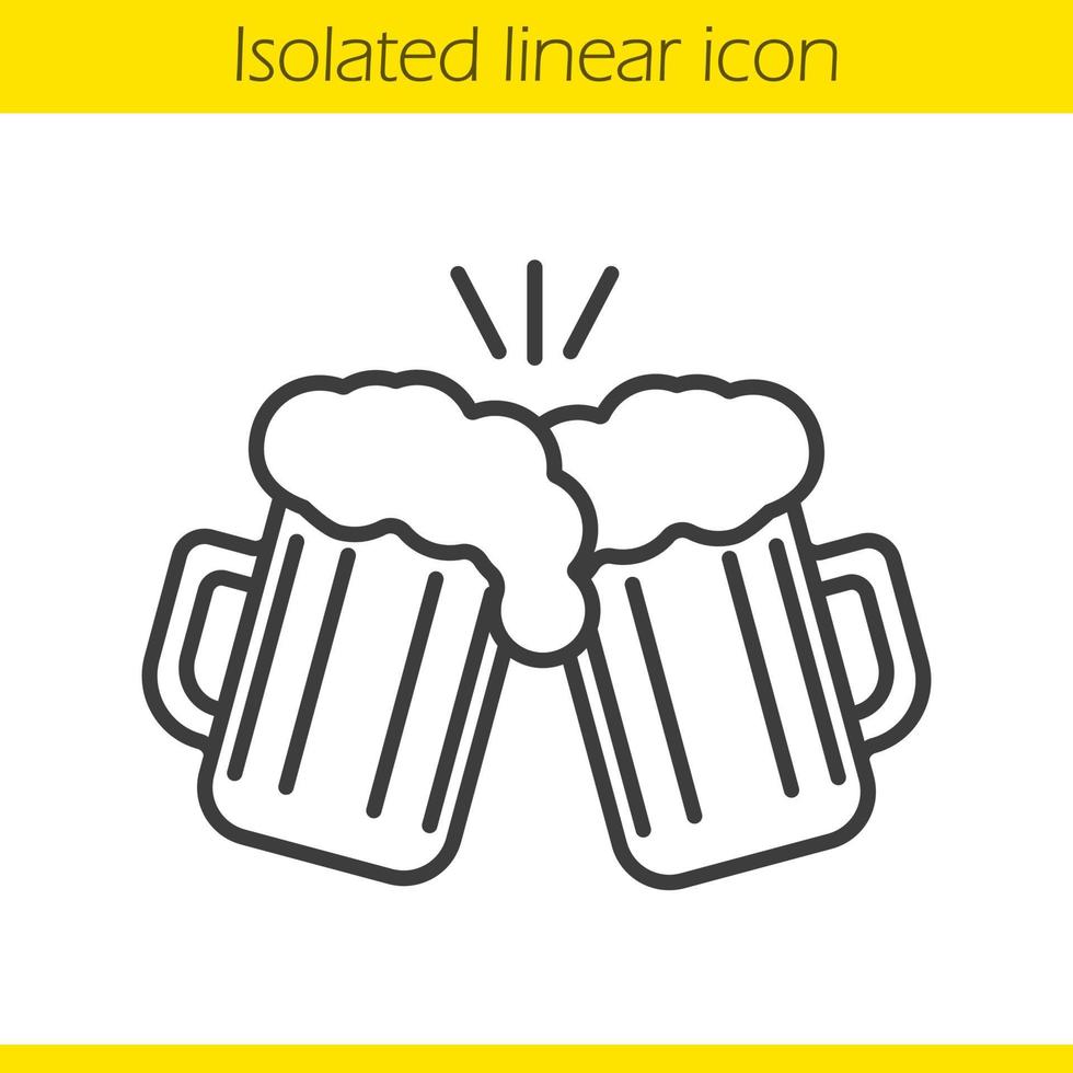 roosteren bierglazen lineaire pictogram. Proost. dunne lijn illustratie. twee schuimige bierglazen. contour symbool. vector geïsoleerde overzichtstekening