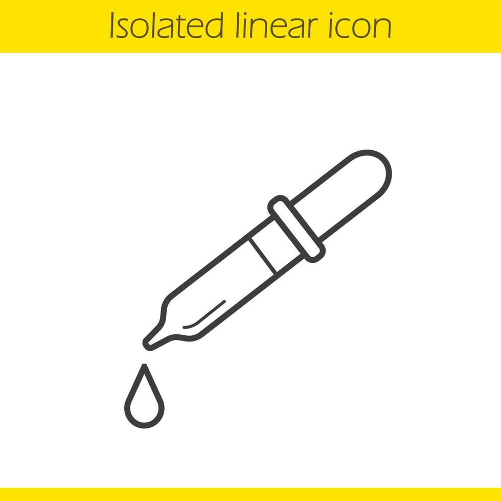 pipet met druppel lineair pictogram. dunne lijn illustratie. medische druppelaar contour symbool. vector geïsoleerde overzichtstekening