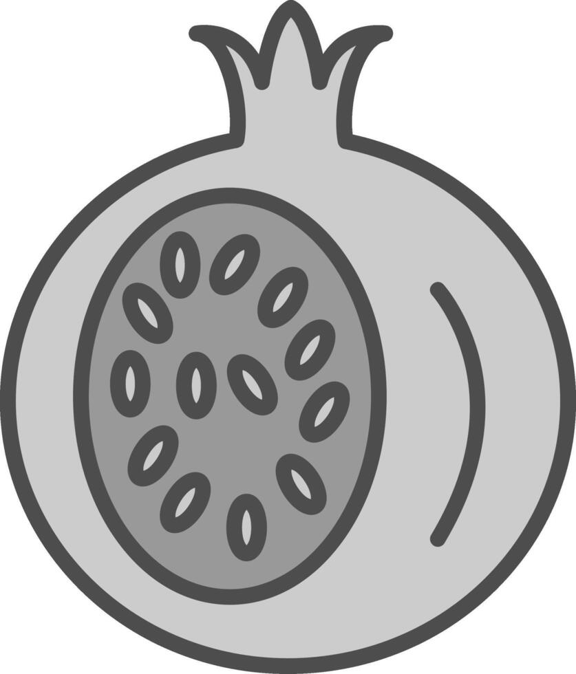 granaatappel lijn gevulde grijswaarden icoon ontwerp vector