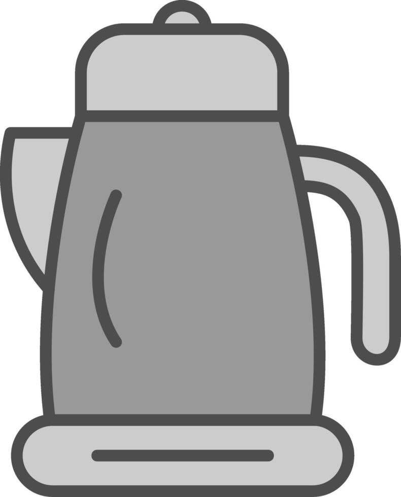 waterkoker lijn gevulde grijswaarden icoon ontwerp vector