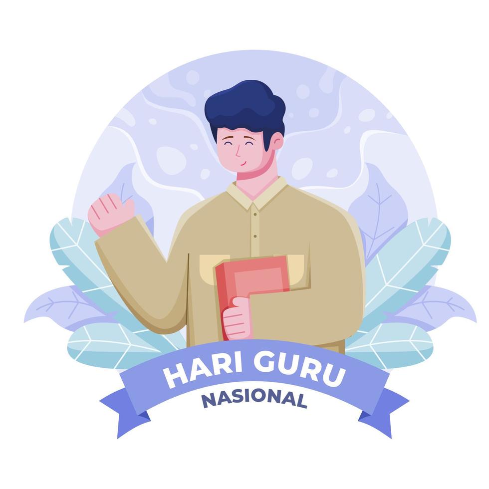 selamat hari guru nasional op 25 november. vertaling gelukkige indonesische nationale lerarendag. kan worden gebruikt voor wenskaart, poster, banner, ansichtkaart, web, sociale media vector