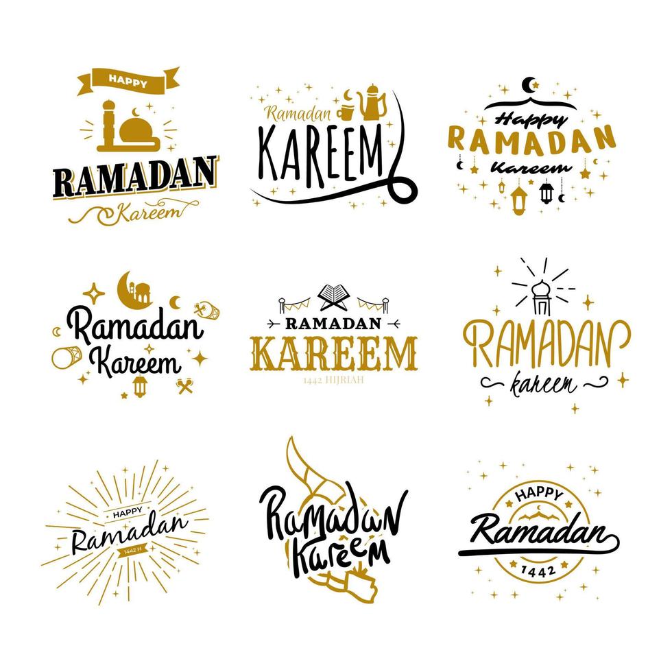 ramadan kareem vector sjabloon collectie. happy eid mubarak typografie en eid al fitr belettering 24