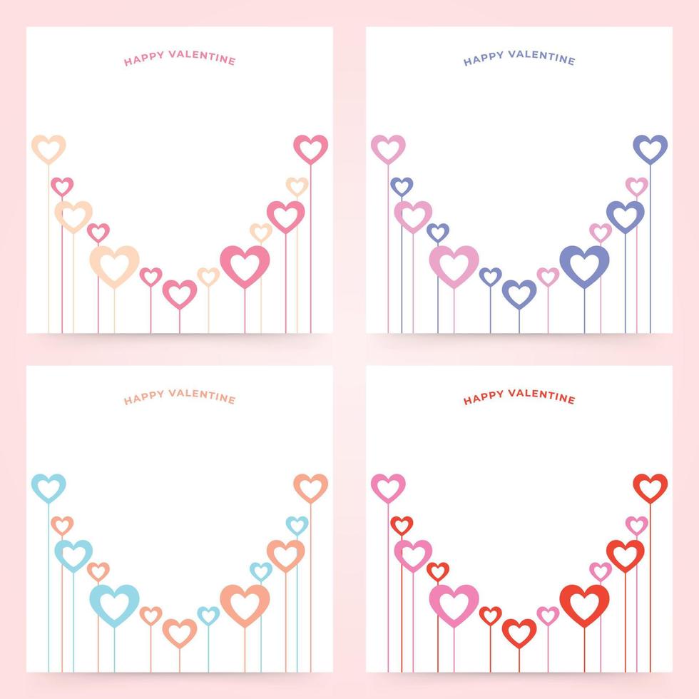 eenvoudige en minimalistische hart-sociale media-achtergrond voor valentijnsdag. set van kleurrijk liefdespictogram behangontwerp vector
