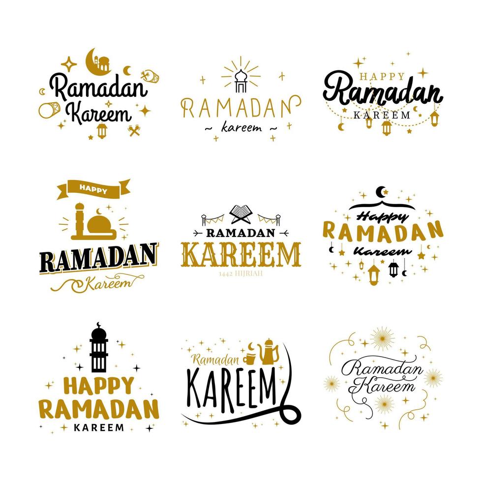 ramadan kareem vector sjabloon collectie. happy eid mubarak typografie en eid al fitr belettering 24