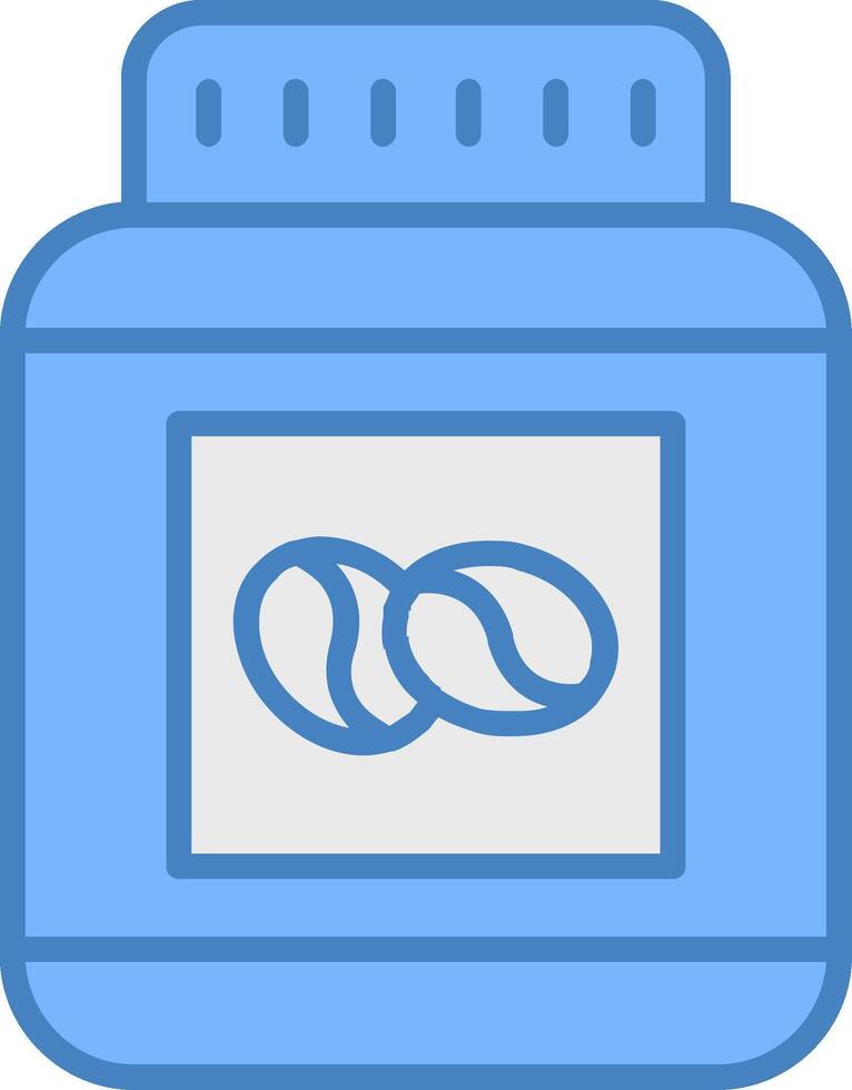 bonen pot lijn gevulde blauw icoon vector