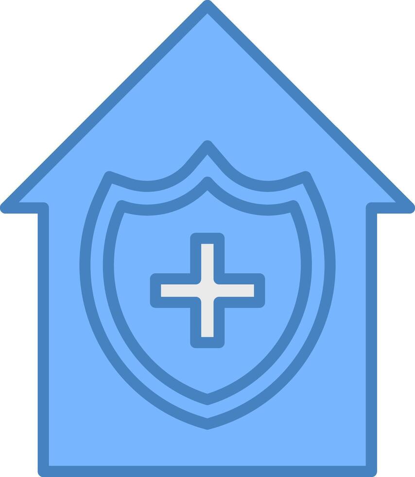 huis lijn gevulde blauw icoon vector