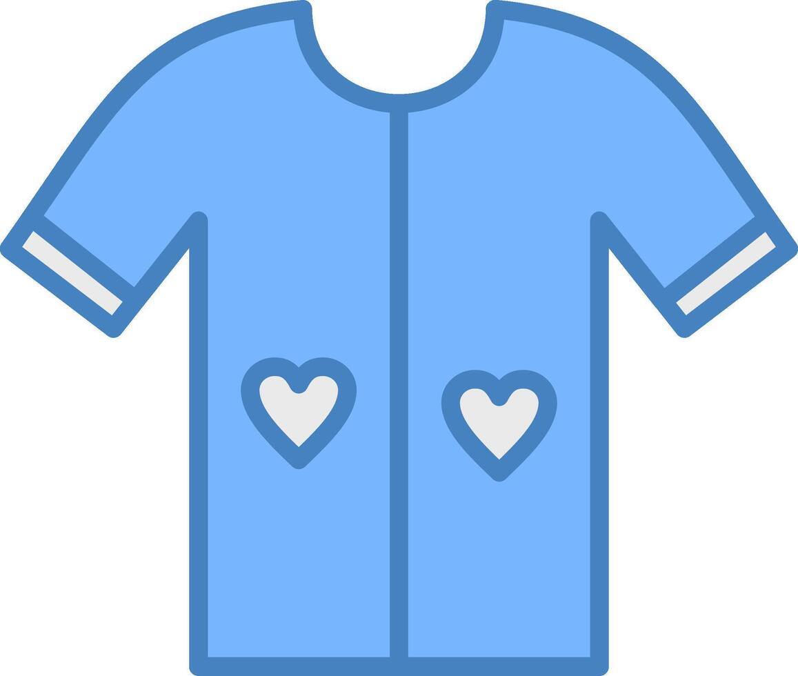 overhemd lijn gevulde blauw icoon vector