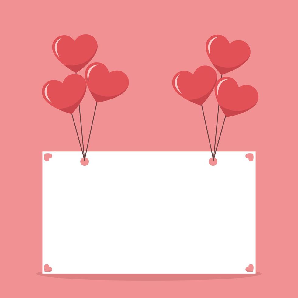 mooie valentijnskaartposter met hartjesballonnen vector