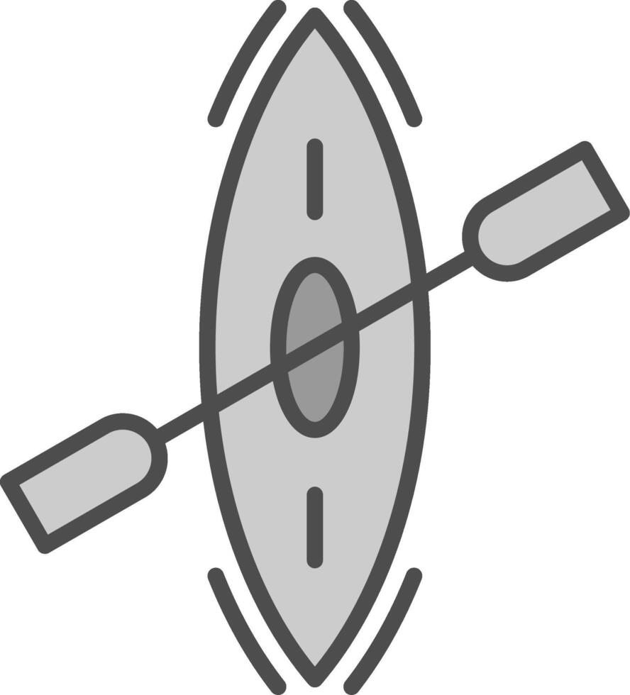 kajak lijn gevulde grijswaarden icoon ontwerp vector