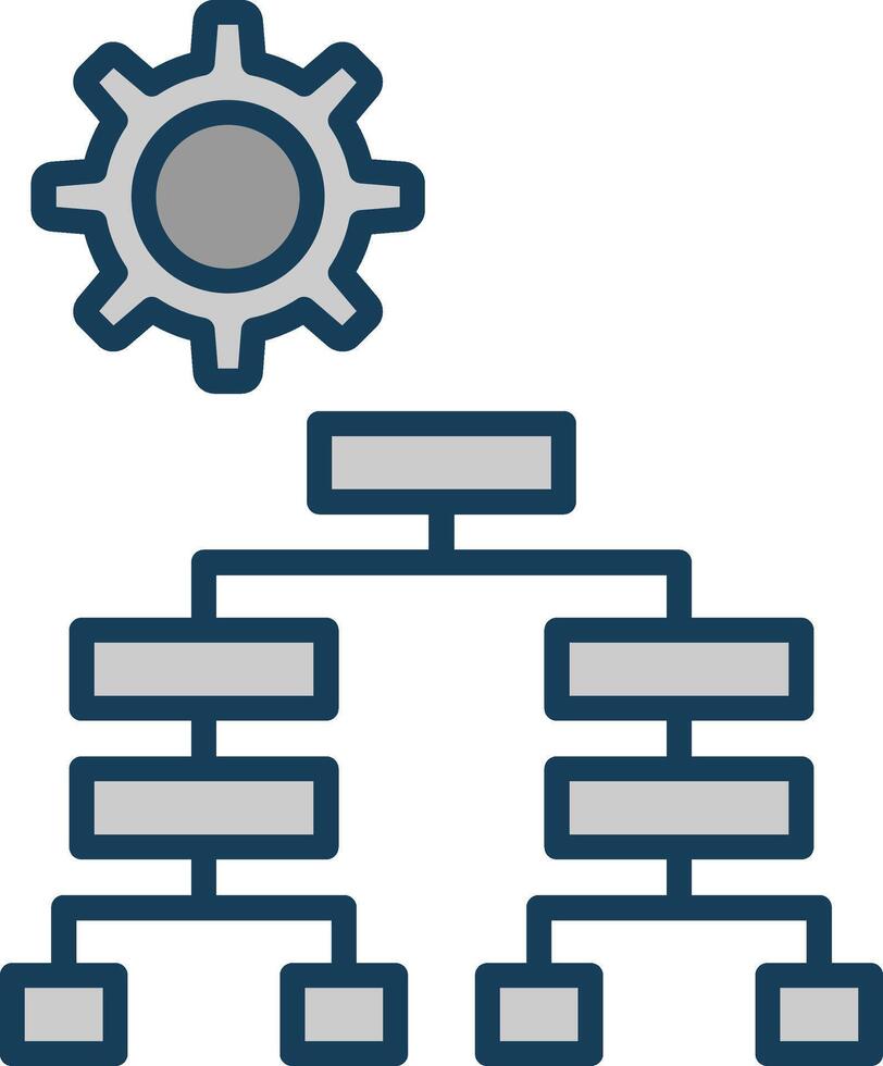 hiërarchie lijn gevulde grijswaarden icoon ontwerp vector