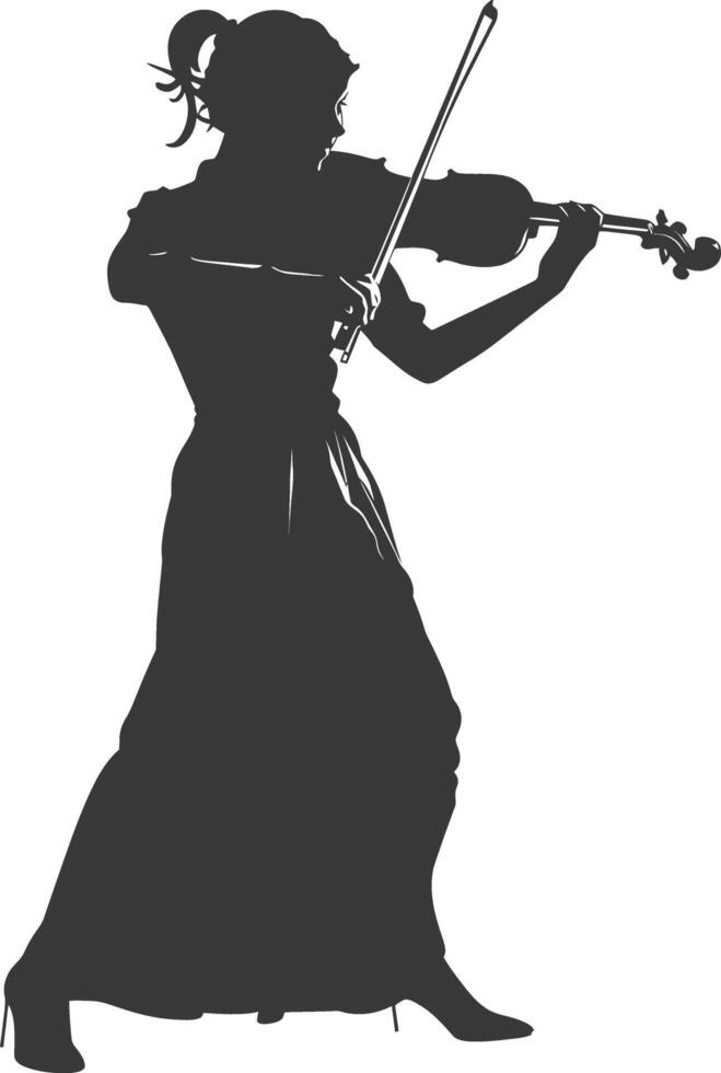 silhouet violist Dames in actie vol lichaam zwart kleur enkel en alleen vector