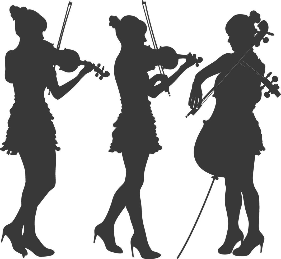 silhouet violist Dames in actie vol lichaam zwart kleur enkel en alleen vector