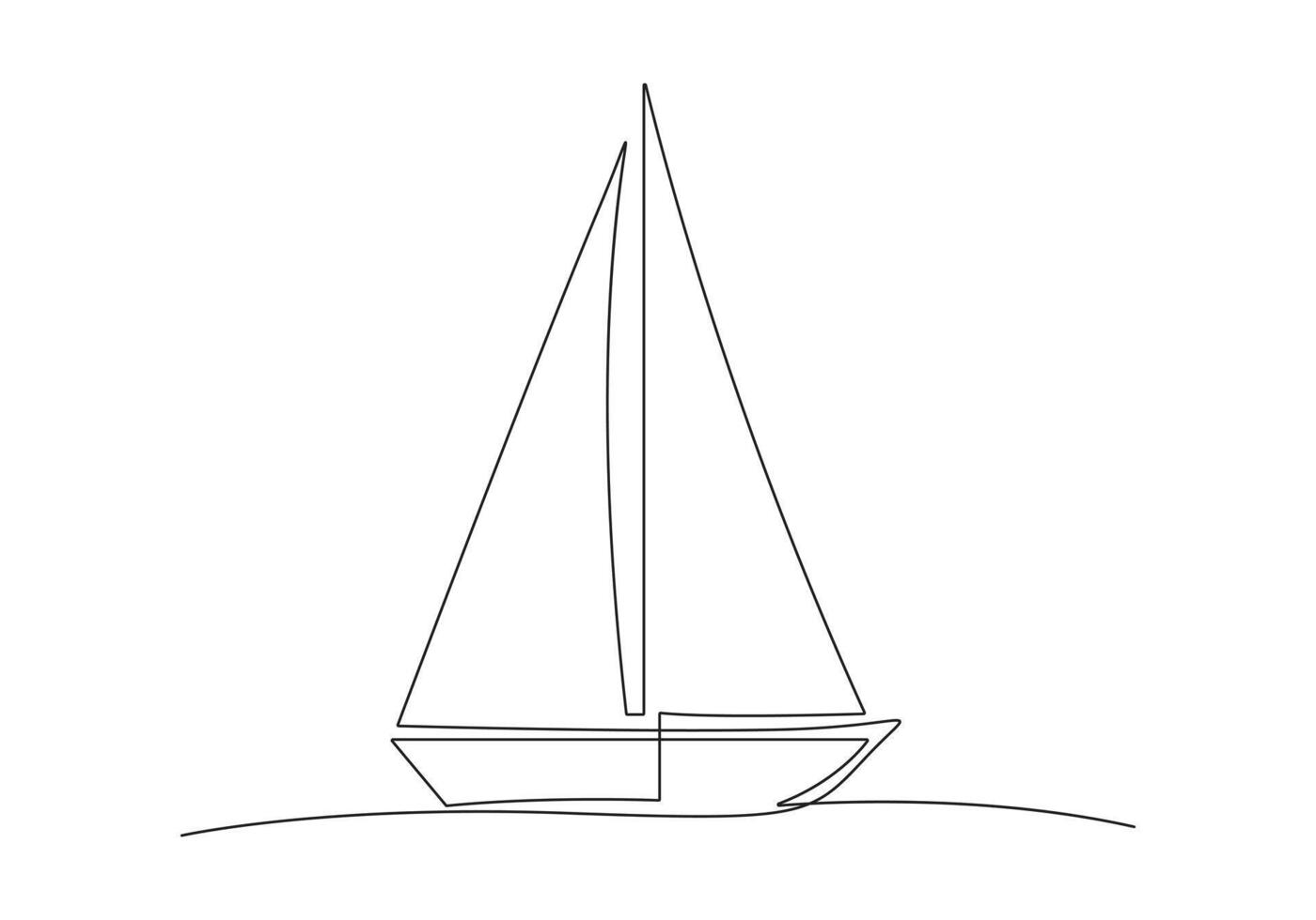 doorlopend een lijn tekening van zeilboot pro illustratie vector