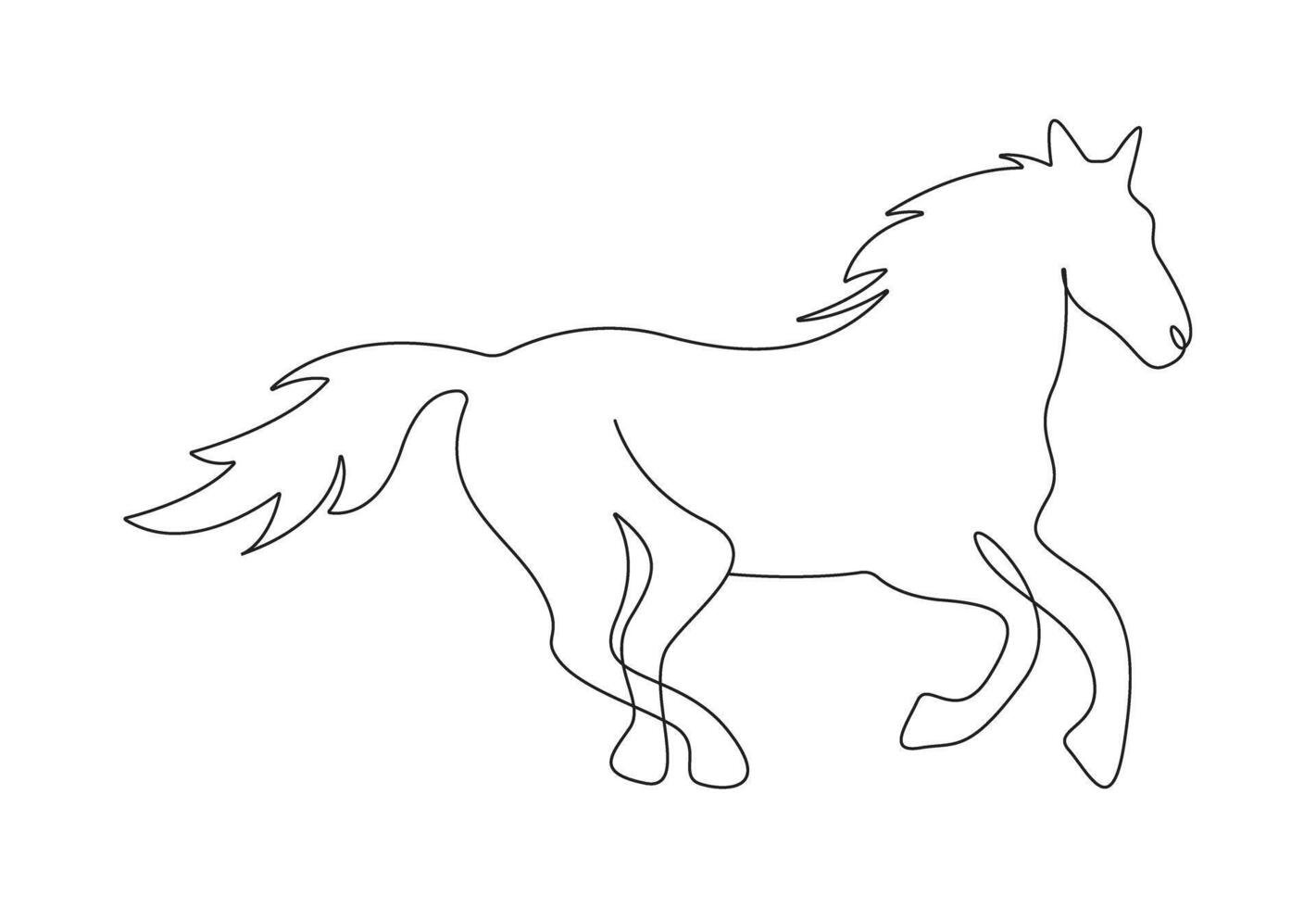 paard doorlopend een lijn tekening vrij illustratie vector