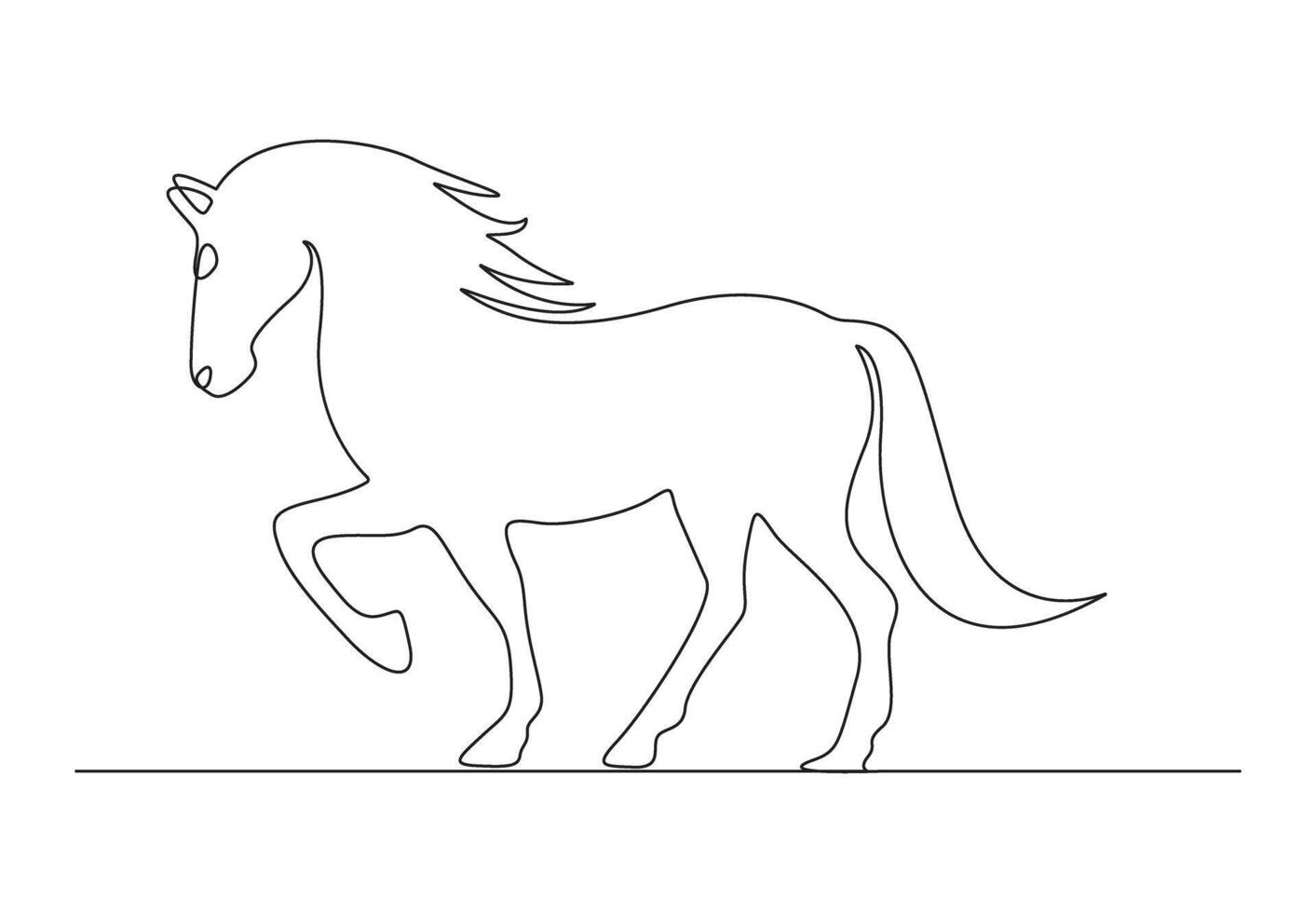 paard doorlopend een lijn tekening vrij illustratie vector