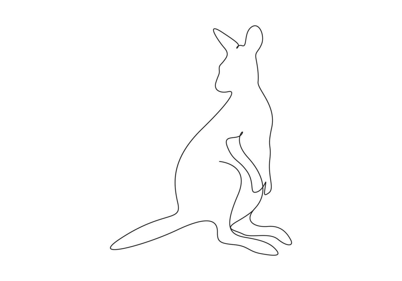 kangoeroe in een doorlopend lijn tekening pro illustratie vector