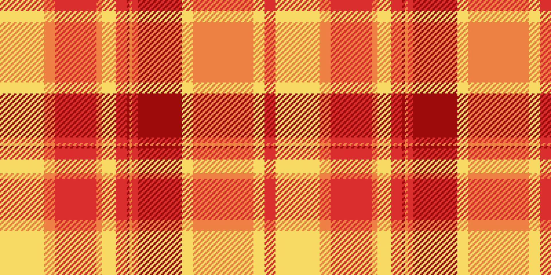gemakkelijk kleding stof naadloos textiel, ruw plaid patroon . symmetrie structuur Schotse ruit achtergrond controleren in rood en geel kleuren. vector
