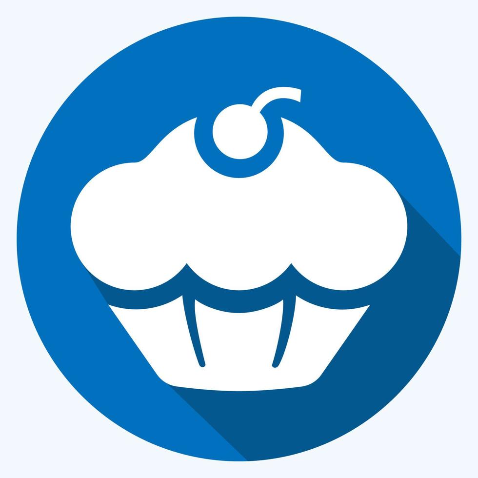 pictogram muffin - lange schaduw stijl - eenvoudige illustratie, bewerkbare lijn. vector