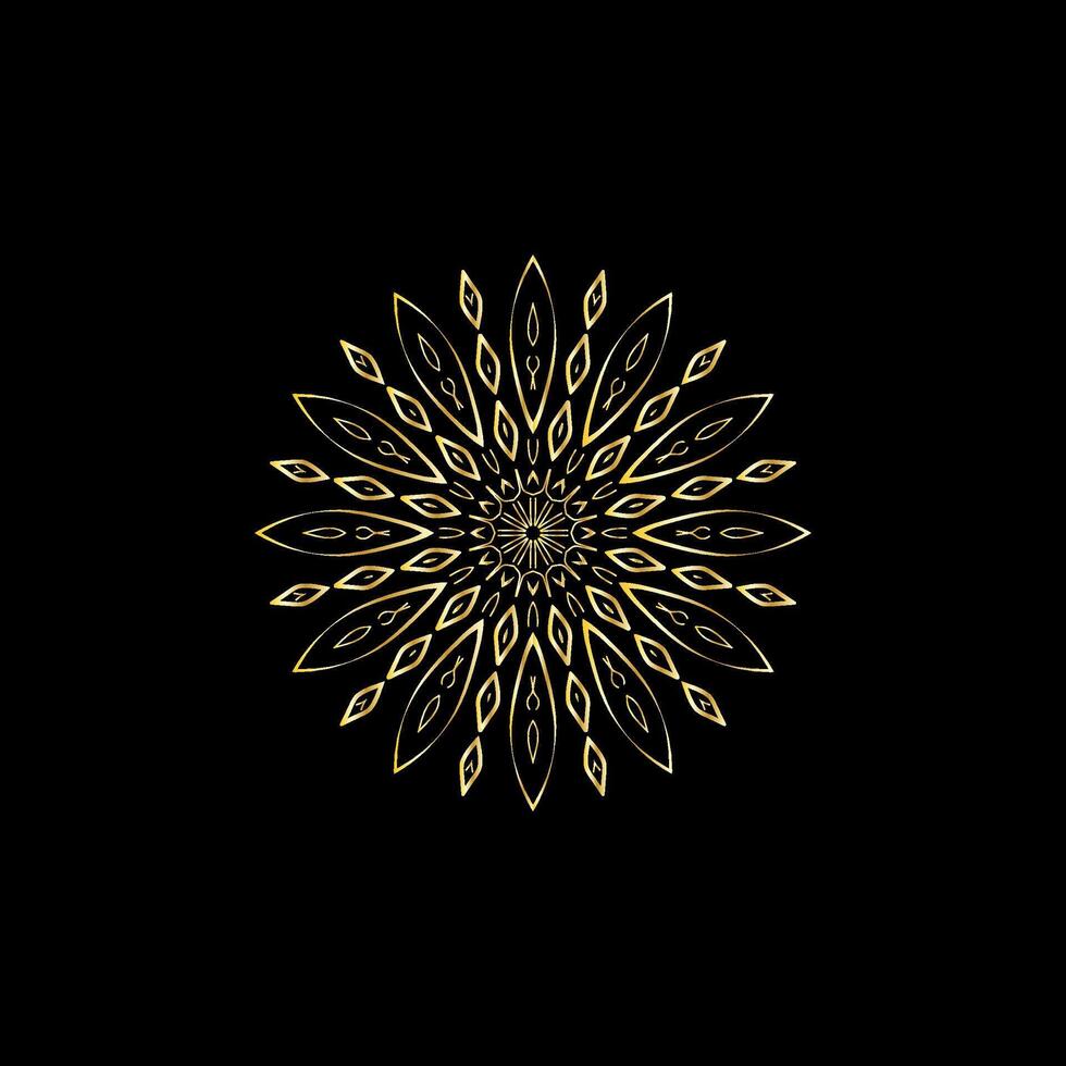 mandala. goud decoratief element. afbeelding voor kleuren. abstract circulaire ornament met gestileerde bladeren vector