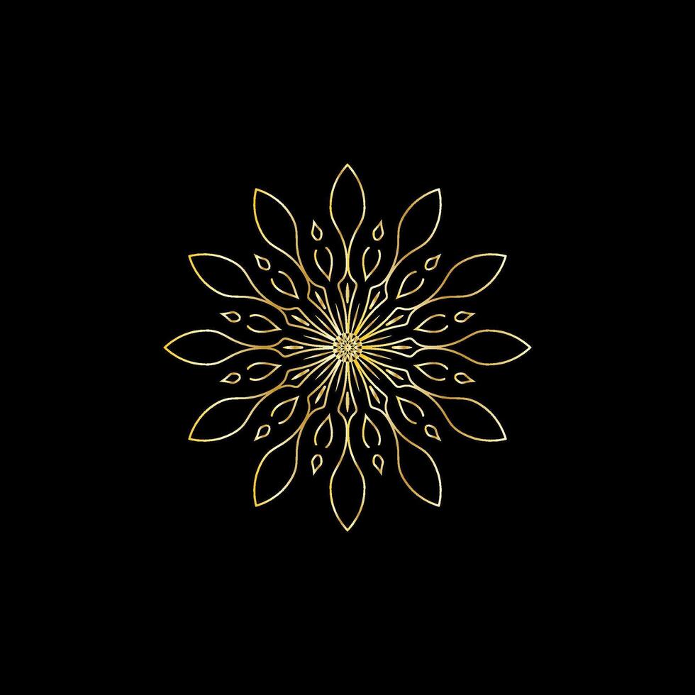 mandala. goud decoratief element. afbeelding voor kleuren. abstract circulaire ornament met gestileerde bladeren vector