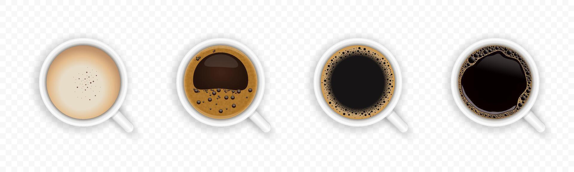 koffie kop top visie set. realistisch koffie cups illustratie. vector