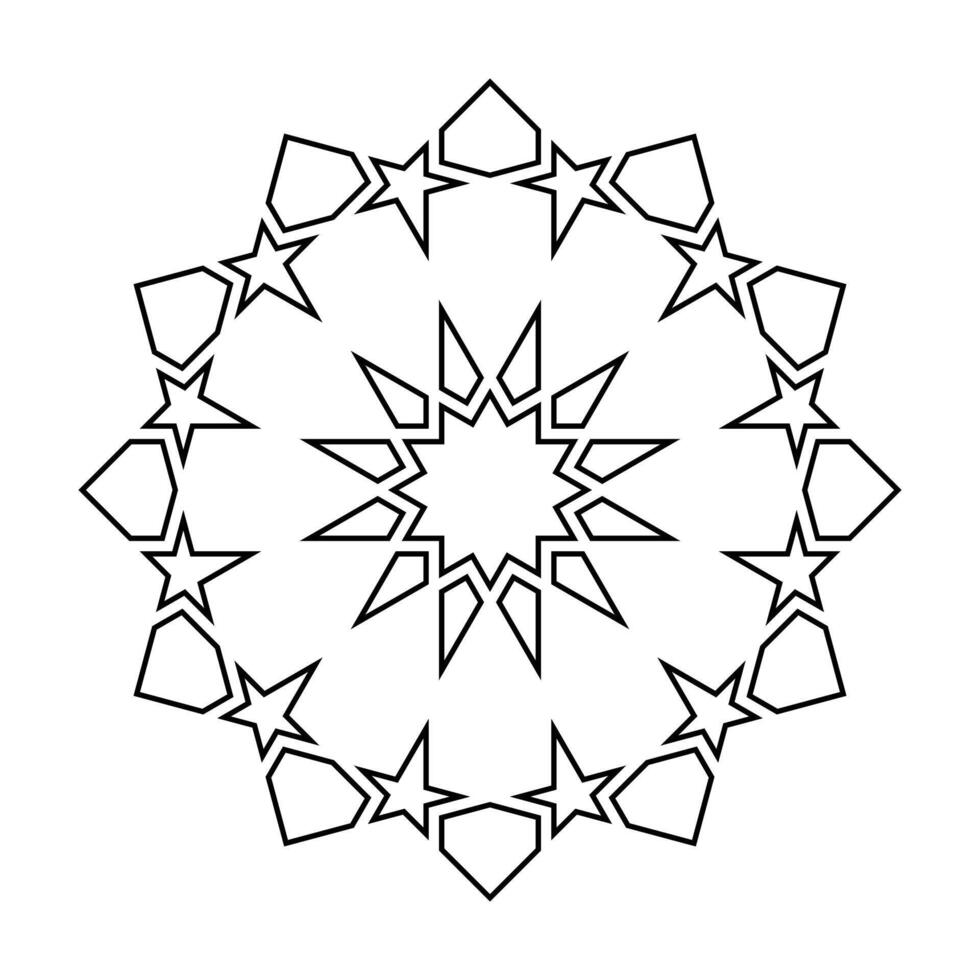 Islamitisch meetkundig contour schets ontwerp element illustratie geïsoleerd Aan wit achtergrond. logo icoon vector