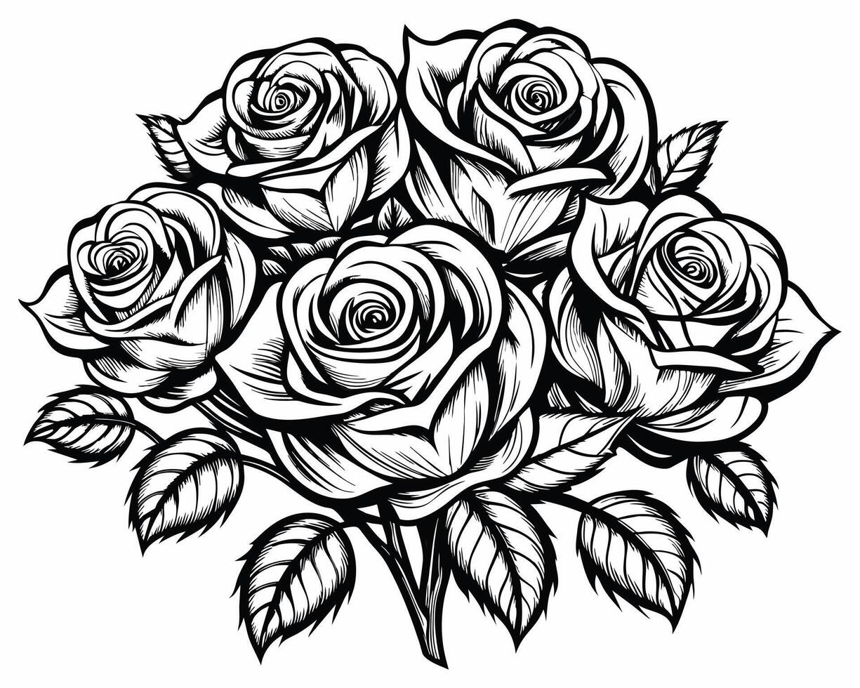 zwart-witte roos vector