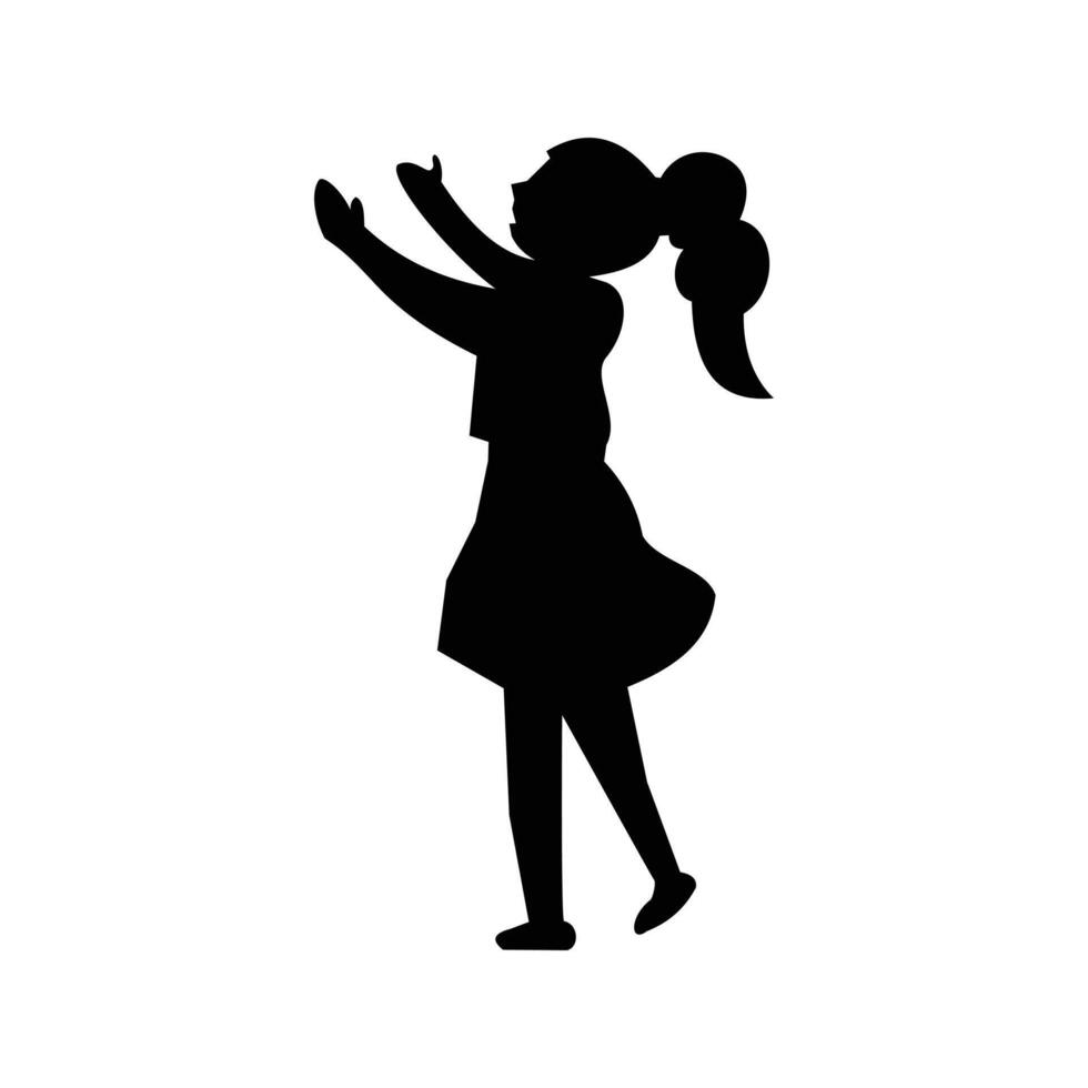 silhouet van schattig meisje in een deel van gelukkig familie. silhouet van een gelukkig slagtand terwijl spelen. element ontwerp vector
