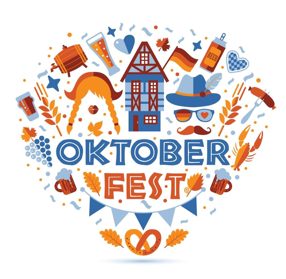 oktoberfest-flyer, spandoek. bier festival logo, conceptontwerp op witte achtergrond. vector