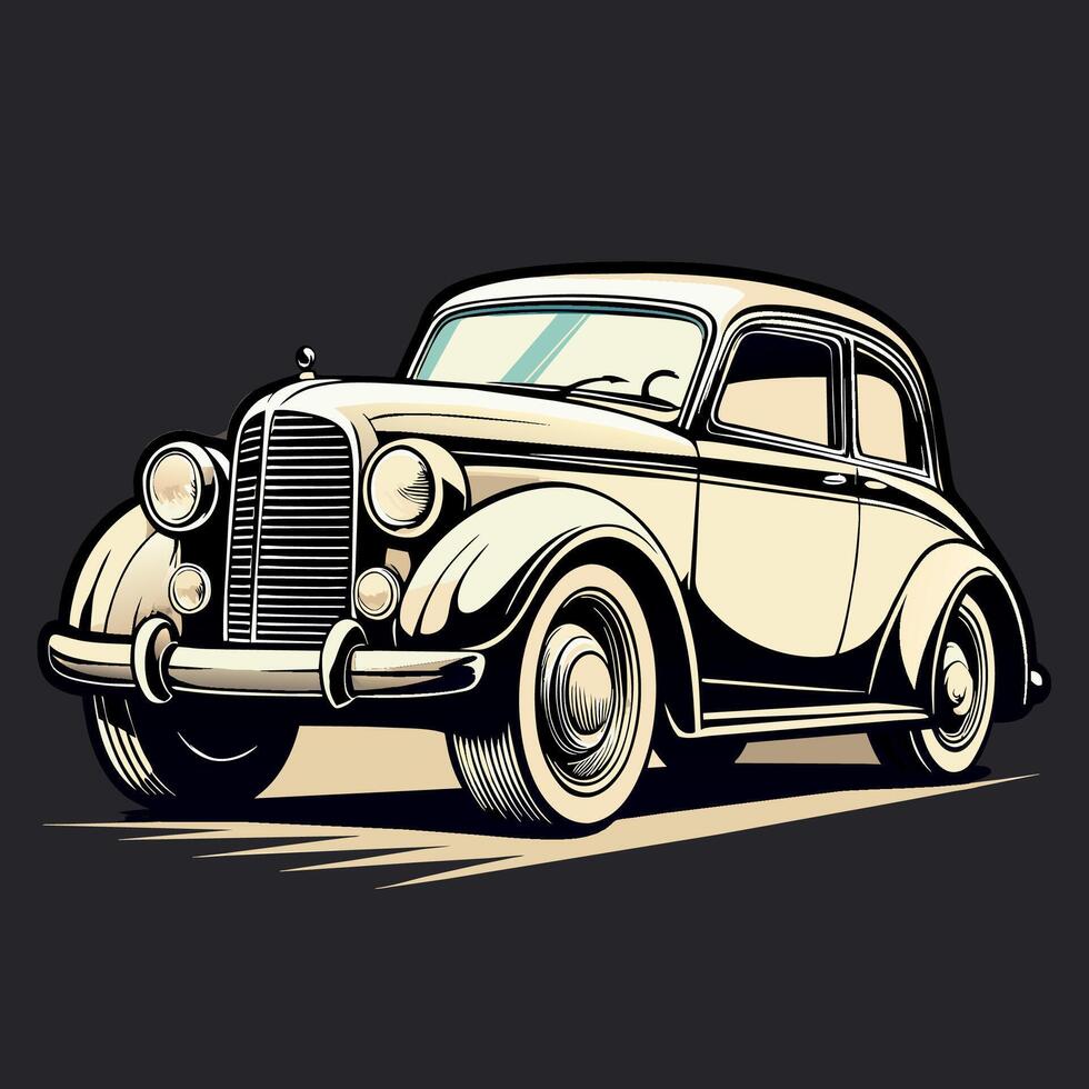 retro auto graveur illustratie vector