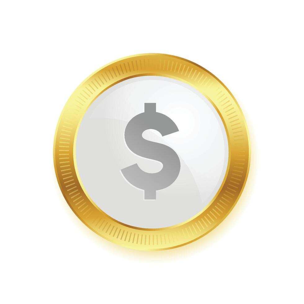geïsoleerd ons valuta dollar gouden munt ontwerp vector