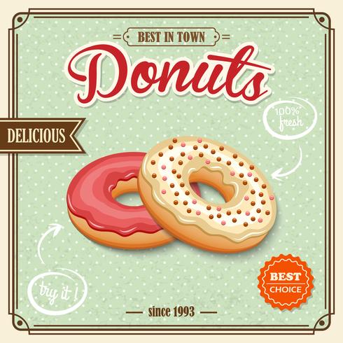 Doughnut retro poster vector