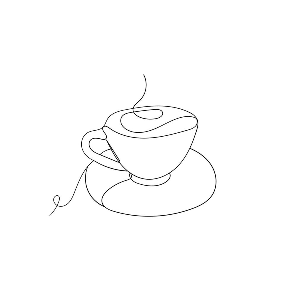 hand tekenen doodle kopje koffie illustratie in één regel concept vector