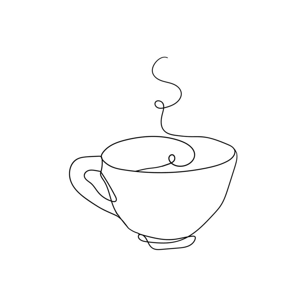 hand tekenen doodle kopje koffie illustratie in één regel concept vector