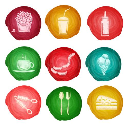 Fast-food pictogram aquarel vector