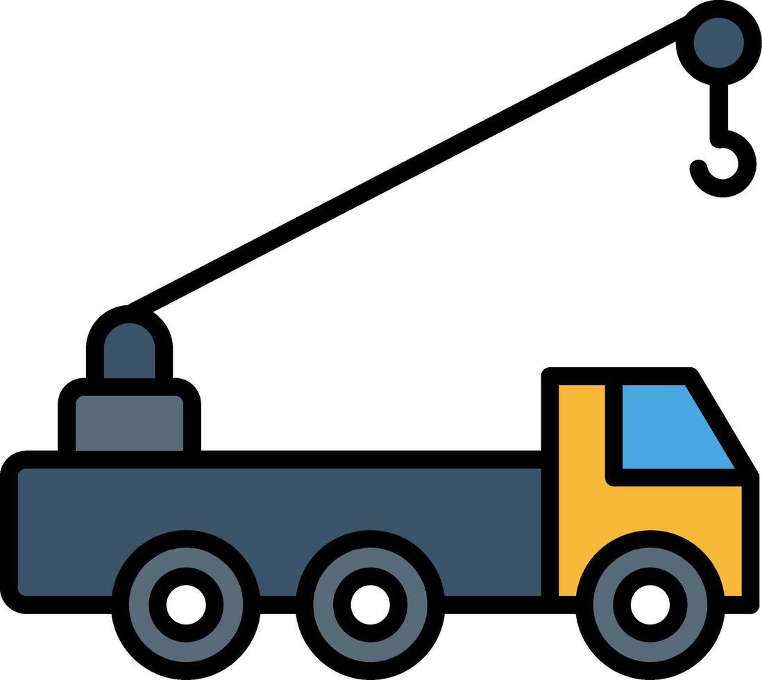 kraan vrachtauto lijn gevulde icoon vector