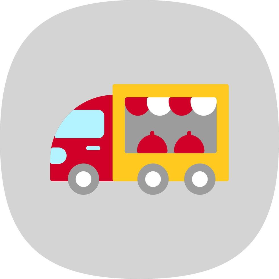 voedsel vrachtauto vlak kromme icoon ontwerp vector