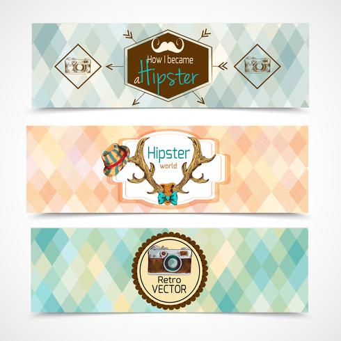 Hipster horizontale banners vector