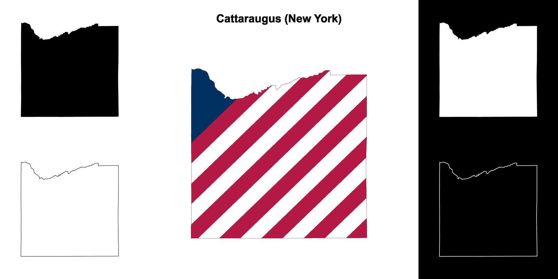 cattaraugus district, nieuw york schets kaart reeks vector
