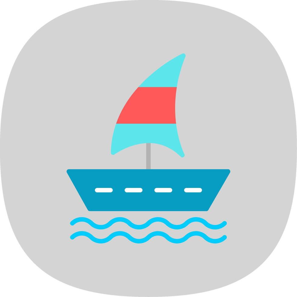 het zeilen boot vlak kromme icoon ontwerp vector